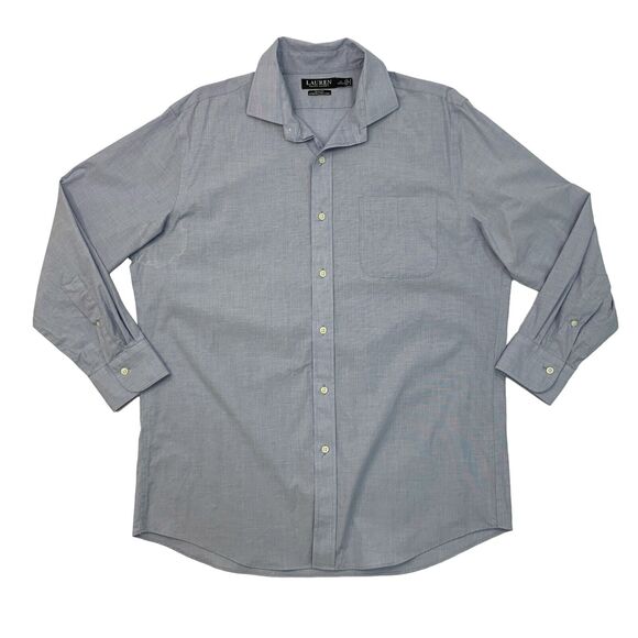 Lauren Ralph Lauren Shirt Mens 17 Cornflower Button Up SLIM Fit Stretch Non Iron - Picture 1 of 11